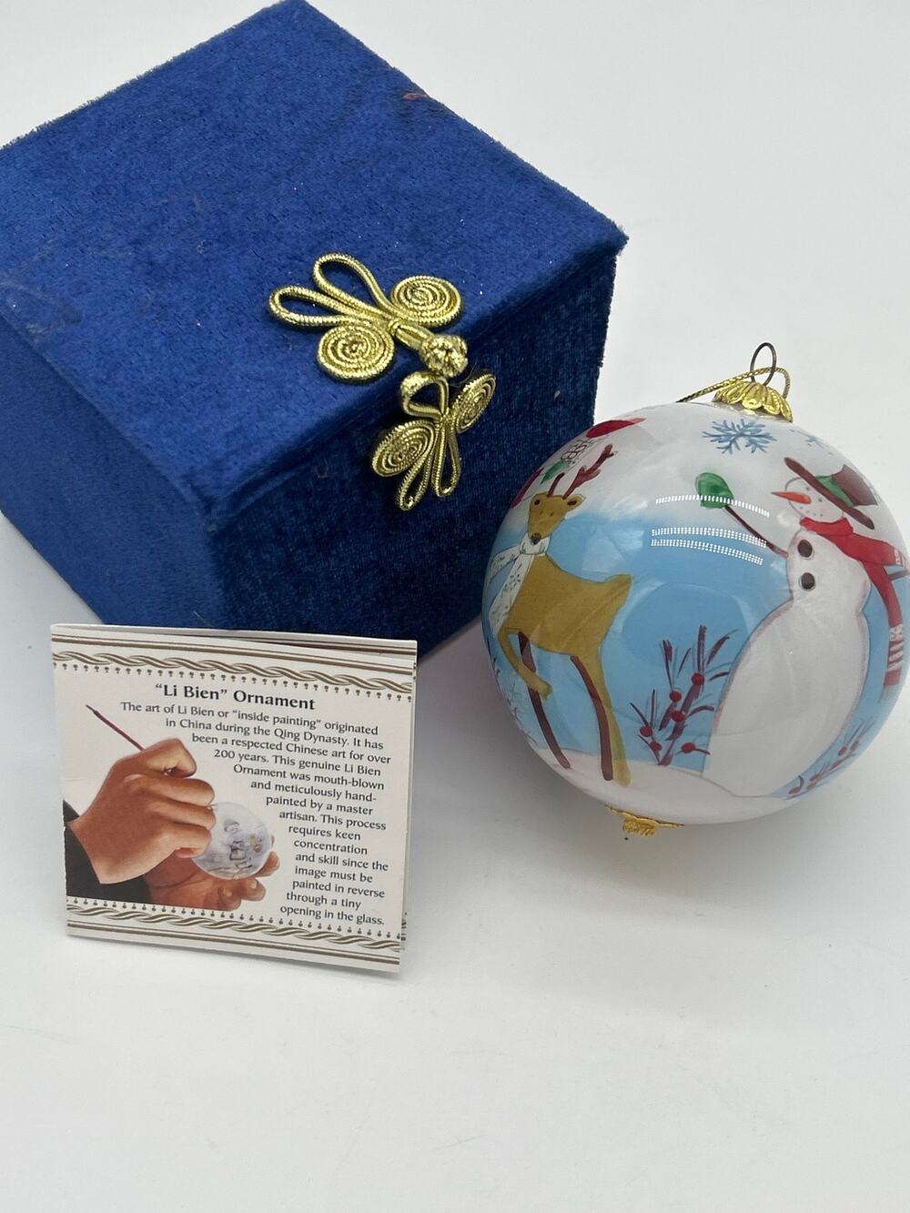 Li Bien 2012 Christmas Ornament Santa Snowman Reindeer Box Hand Painted
